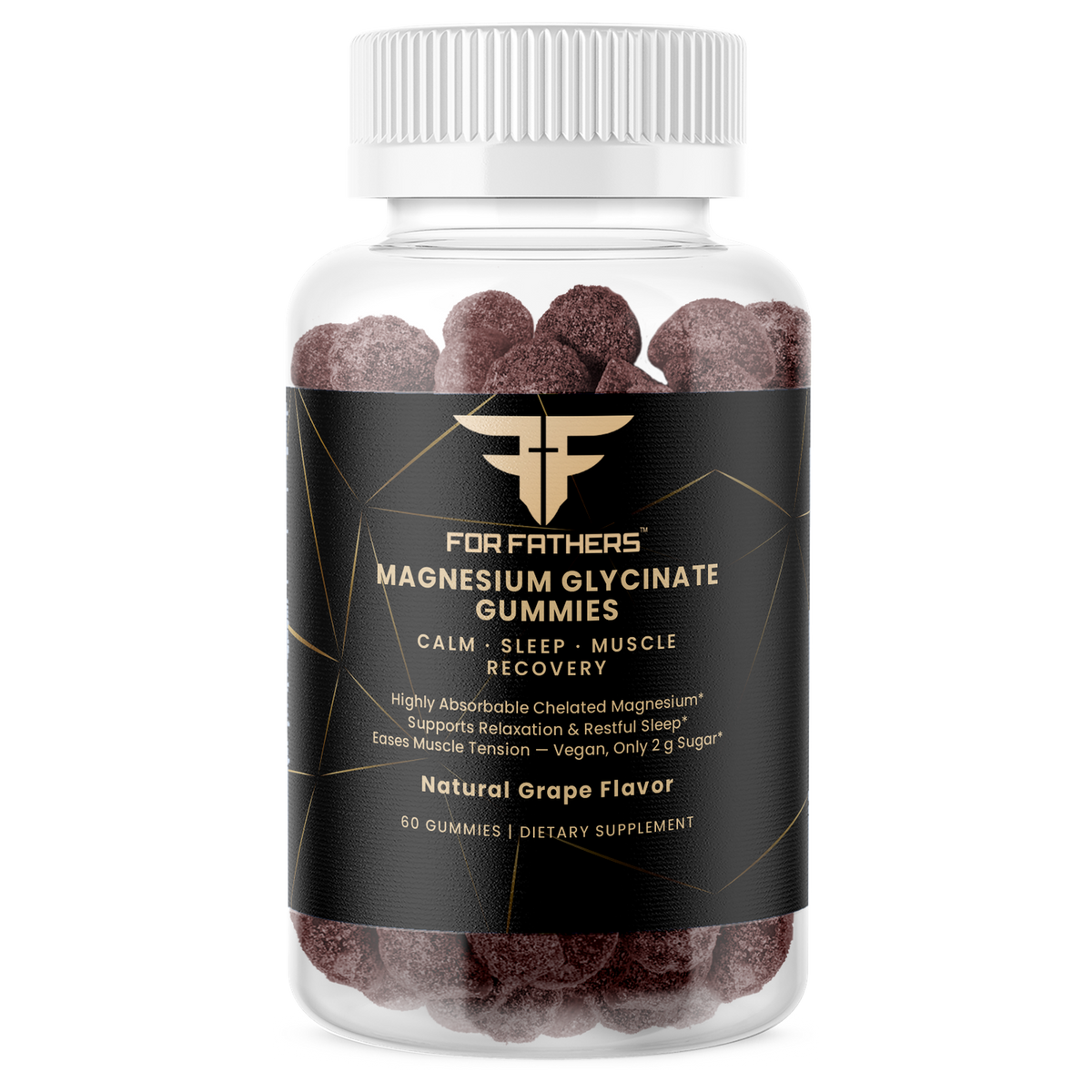 Magnesium Glycinate Gummies Natural Grape Flavor 60 gummies – front view – For Fathers Fitness