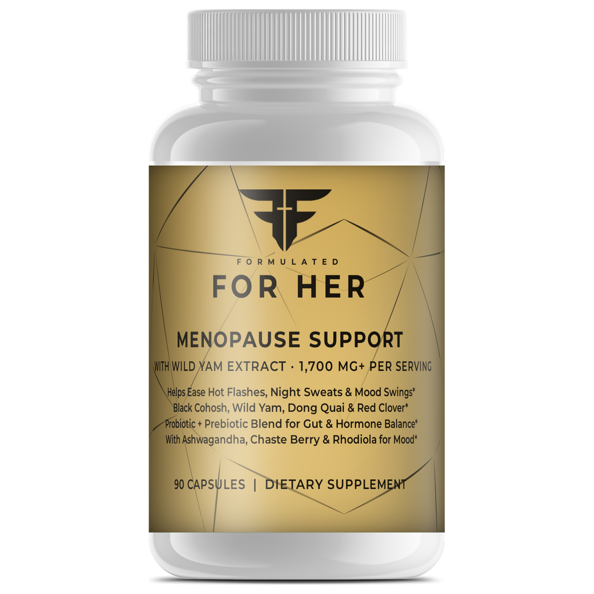 FOR HER Menopause Support with Wild Yam 90 capsules – front view – For Fathers
