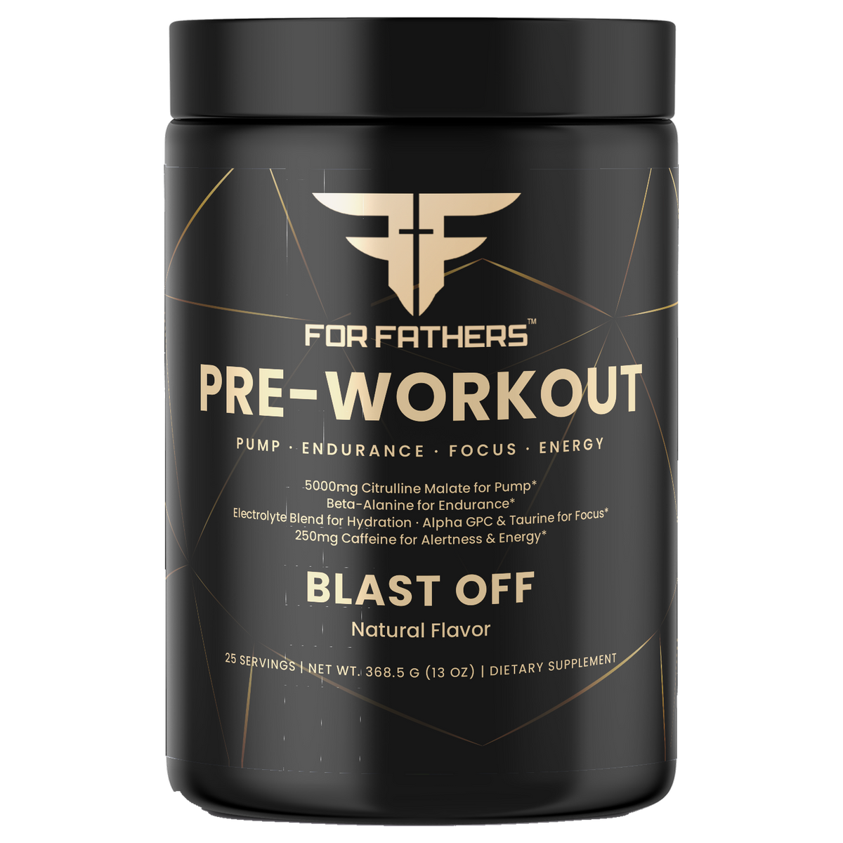 Pre-Workout Blast Off 25 servings – front view – For Fathers Fitness