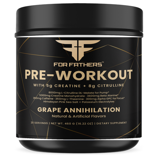 For Fathers Pre-Workout with Creatine Grape Annihilation — front view