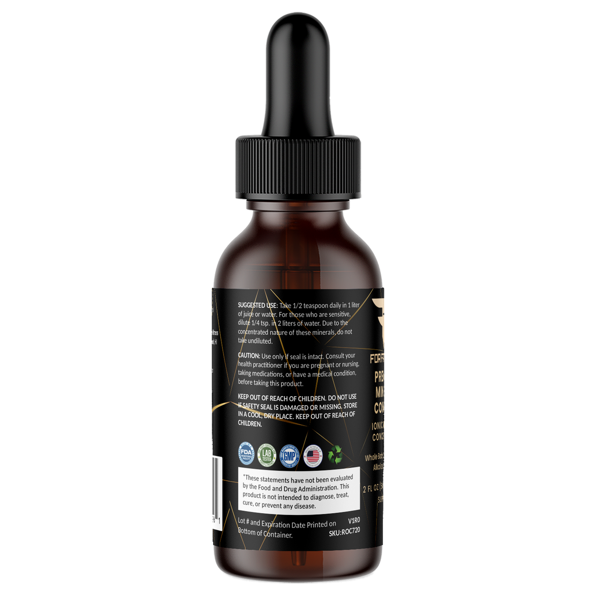 Premium Mineral Complex 2 fl oz (54 ml) – left label panel – For Fathers Fitness