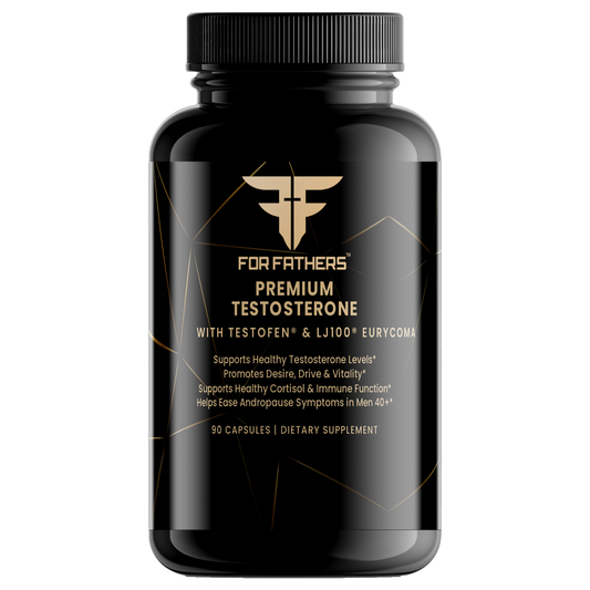 Premium Testosterone with Testofen & LJ100 90 capsules – front view – For Fathers Fitness