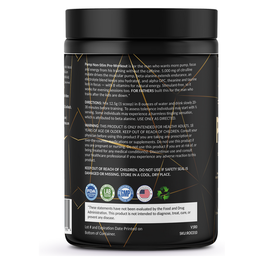 For Fathers Pump Non-Stim Pre-Workout Cherry Blast — left label panel (directions)