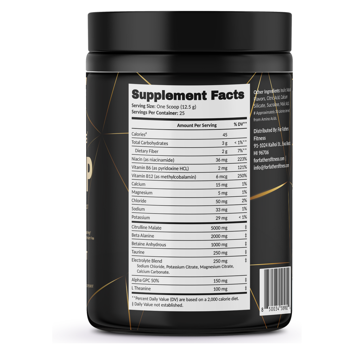 For Fathers Pump Non-Stim Pre-Workout Cherry Blast — Supplement Facts panel