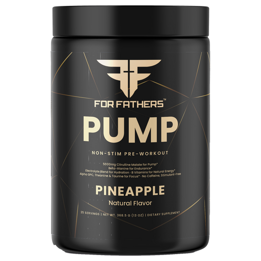 Pump Non-Stim Pre-Workout Pineapple 25 servings – front view – For Fathers Fitness