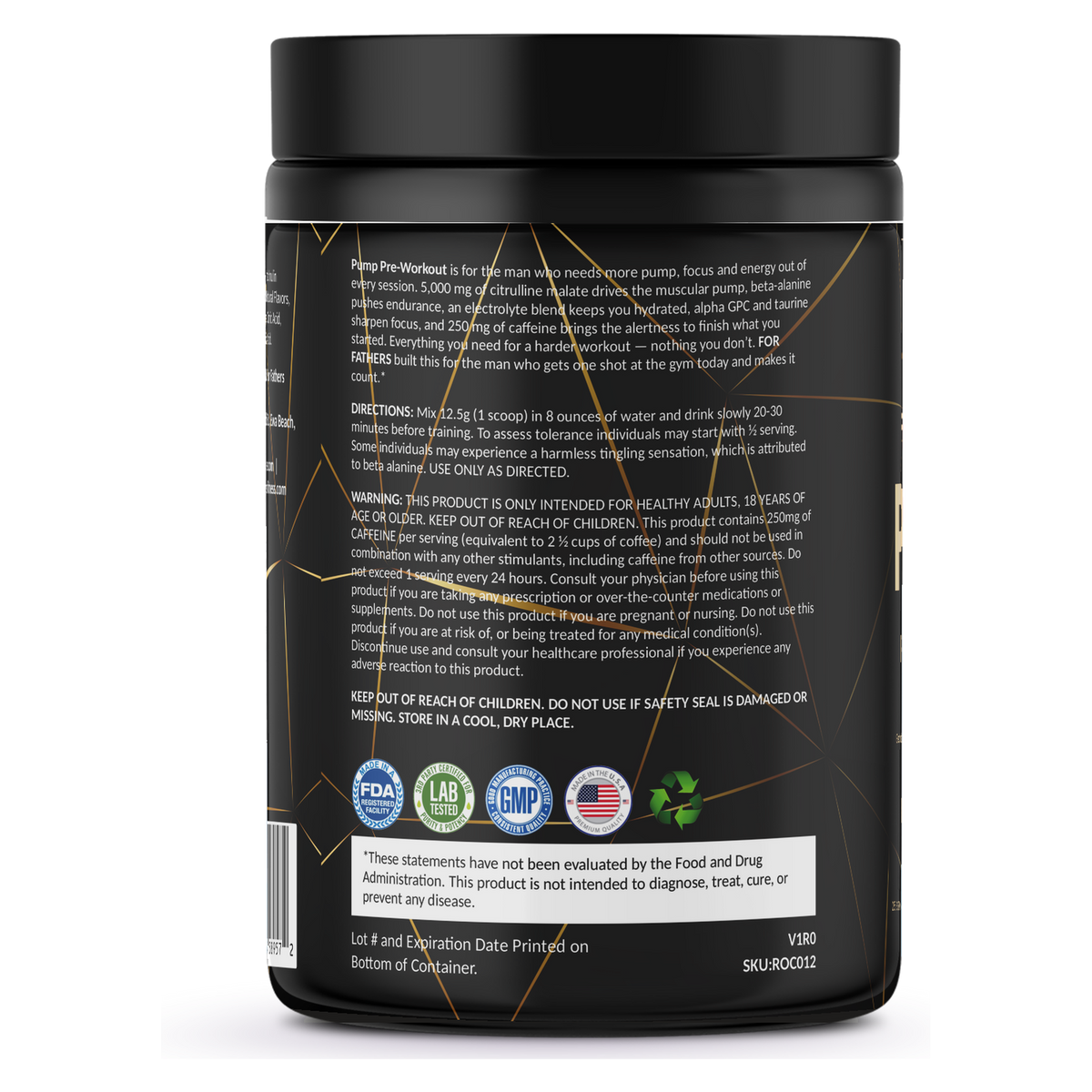 For Fathers Pump Pre-Workout Citrus Blast — left label panel (directions)