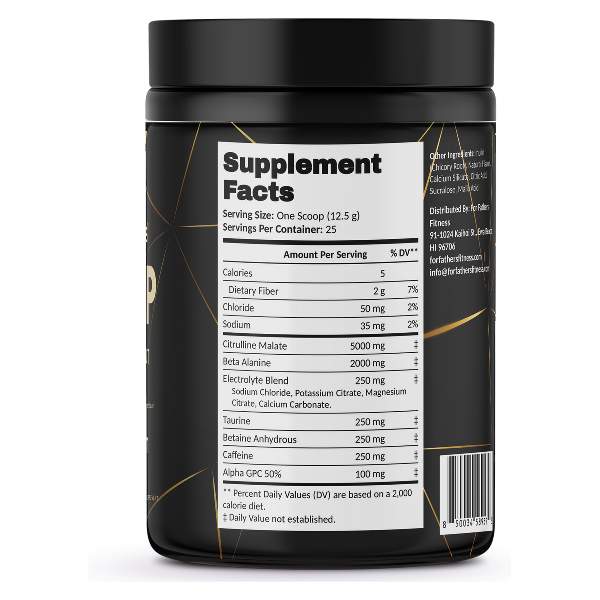 For Fathers Pump Pre-Workout Citrus Blast — Supplement Facts panel