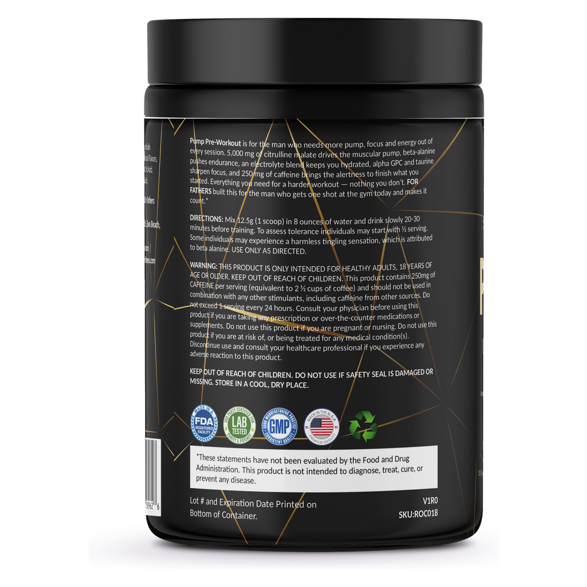 For Fathers Pump Pre-Workout Georgia Peach Rings — left label panel (directions)