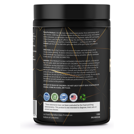 For Fathers Pump Pre-Workout Georgia Peach Rings — left label panel (directions)