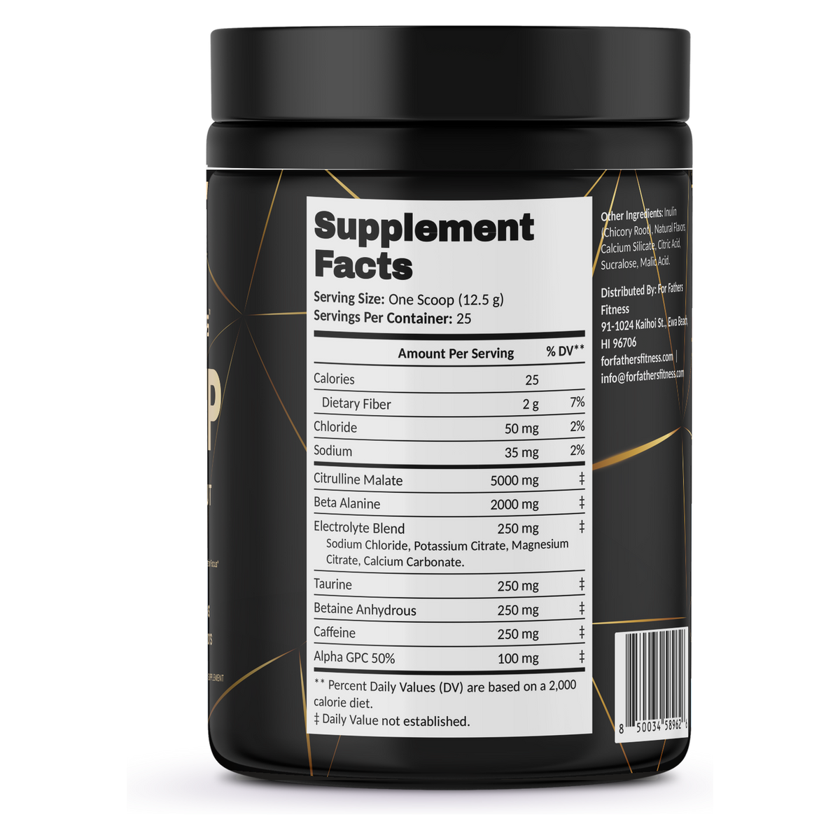 For Fathers Pump Pre-Workout Georgia Peach Rings — Supplement Facts panel