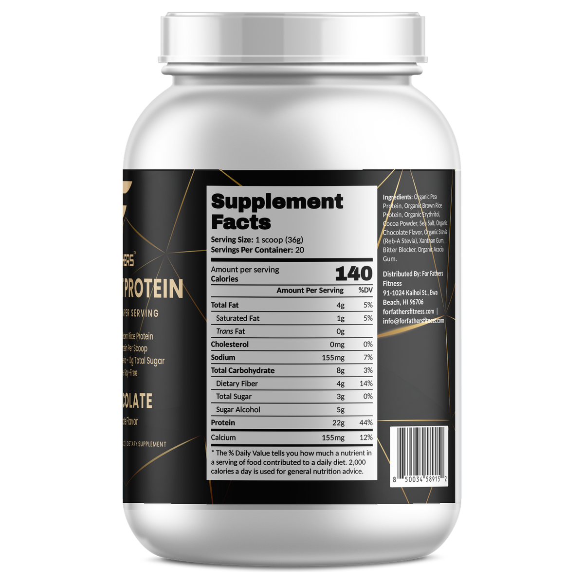 For Fathers Pure Plant Protein Rich Chocolate — Supplement Facts panel