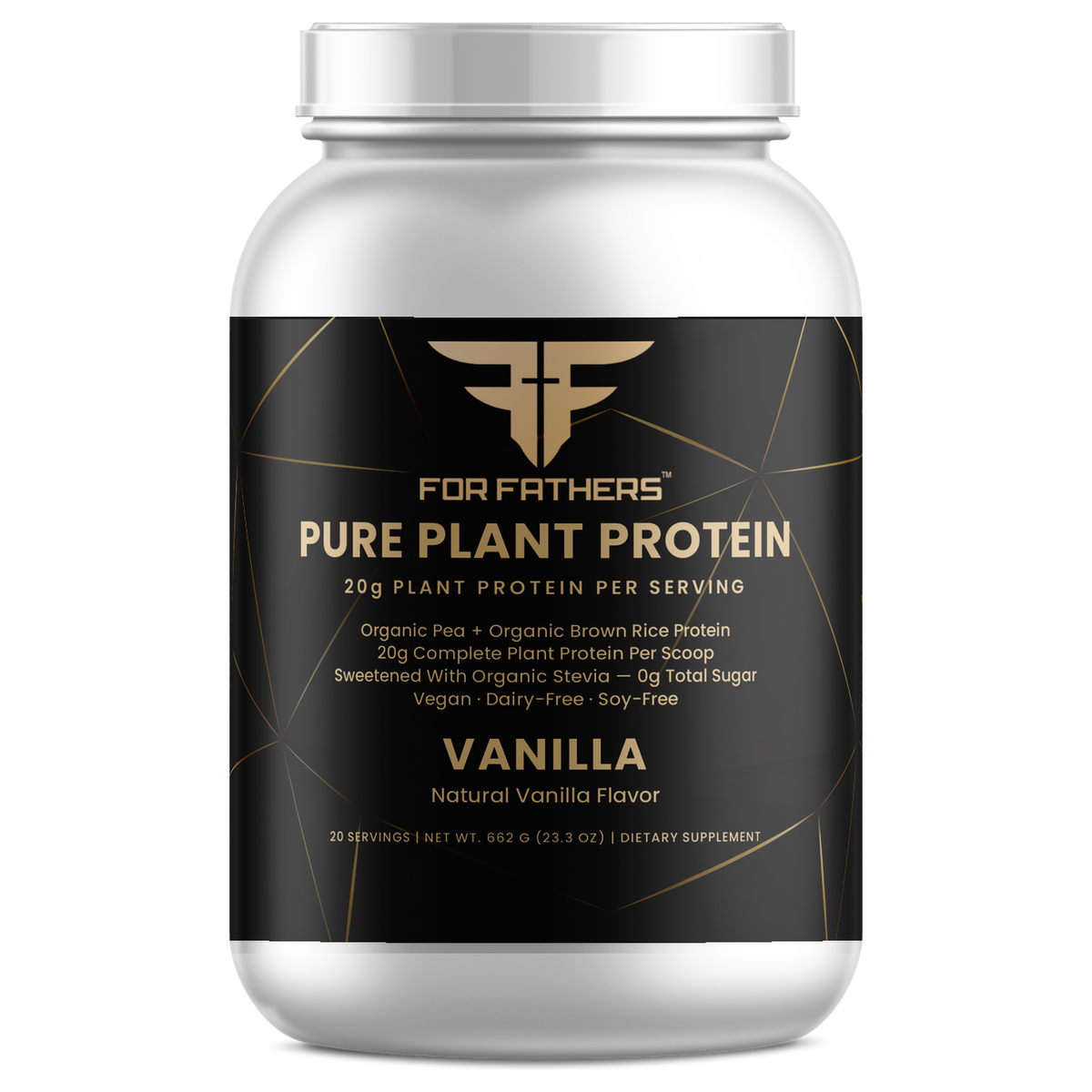 For Fathers Pure Plant Protein, Vanilla, 20 servings — front of jug