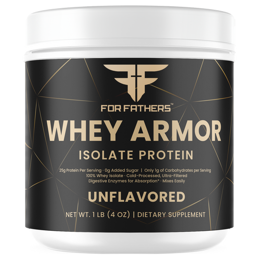 Whey Armor Isolate Protein Unflavored 1 lb – front view – For Fathers Fitness