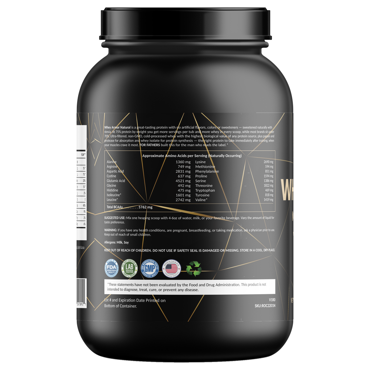 For Fathers Whey Armor Natural Protein Chocolate 2 lb — left view
