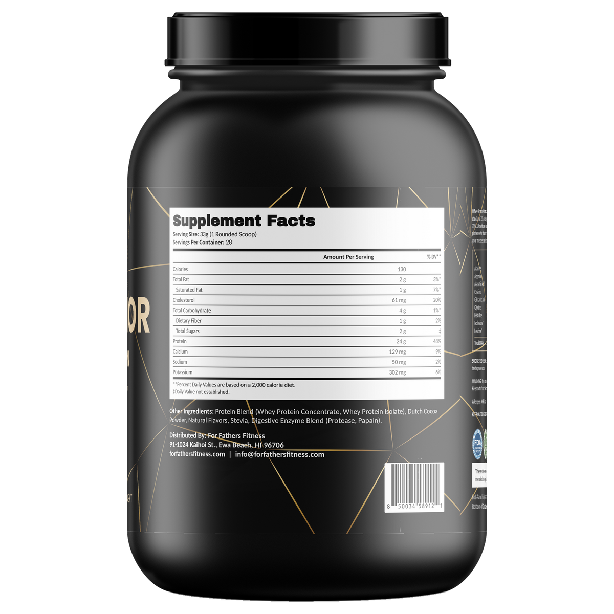For Fathers Whey Armor Natural Protein Chocolate 2 lb — right view