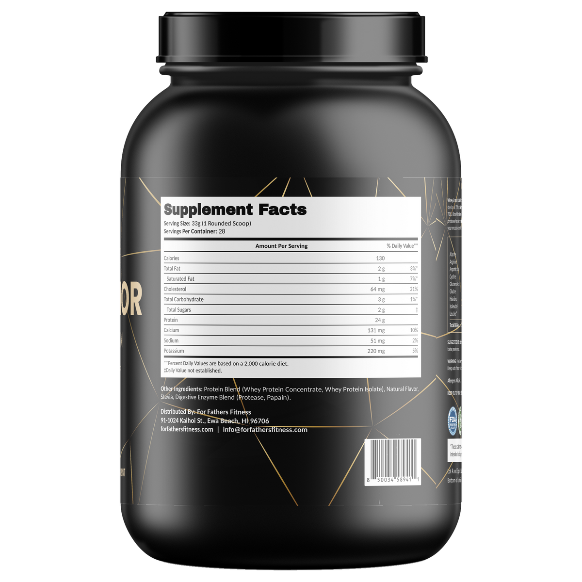 For Fathers Whey Armor Natural Protein Vanilla 2 lb — right view