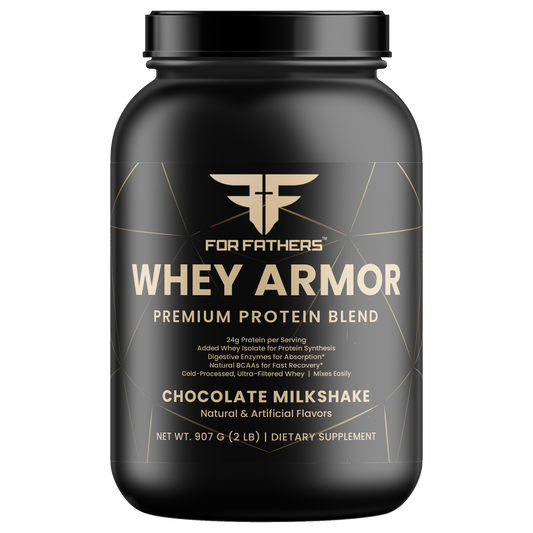 Whey Armor Premium Protein Blend Chocolate Milkshake 2 lb – front view – For Fathers Fitness