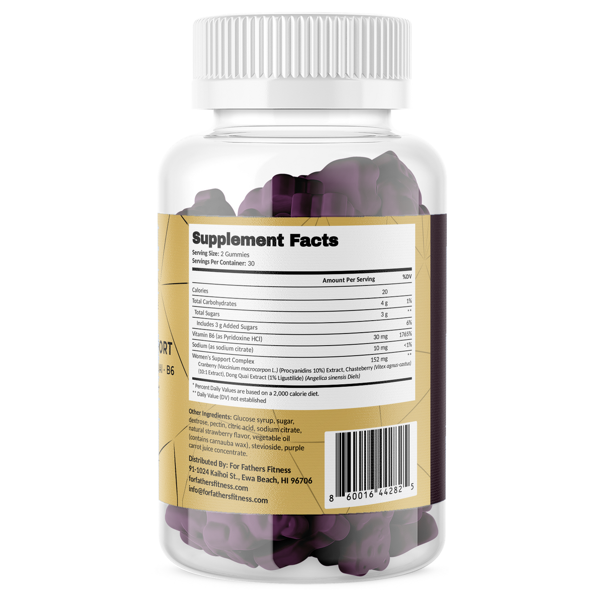 FOR HER Women's Hormonal Support Gummies Natural Strawberry Flavor 60 gummies – Supplement Facts view – For Fathers Fitness