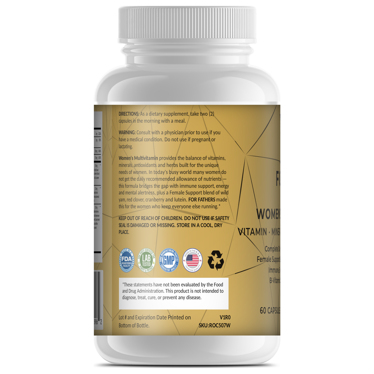 FOR HER Women's Multivitamin 60 capsules – left label panel – For Fathers