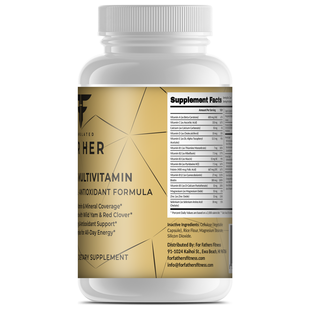 FOR HER Women's Multivitamin 60 capsules – Supplement Facts view – For Fathers