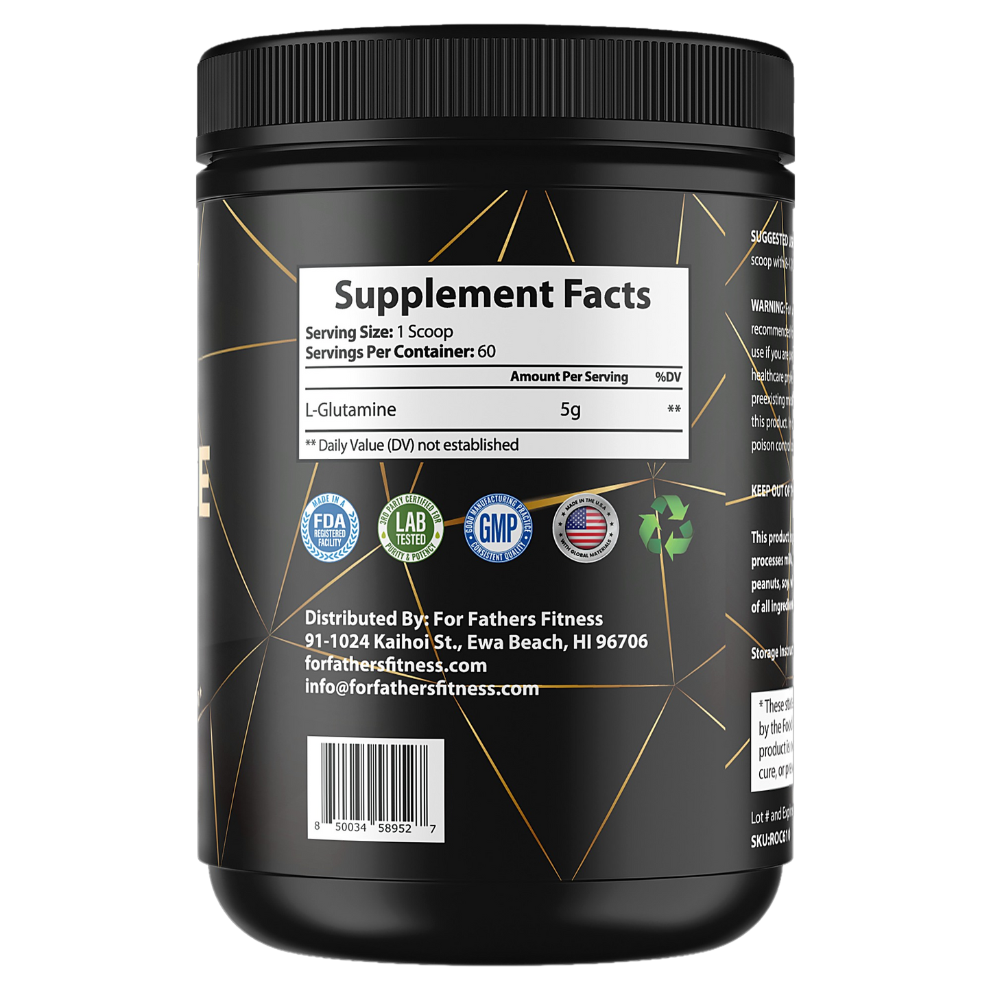 For Fathers Fitness glutamine label