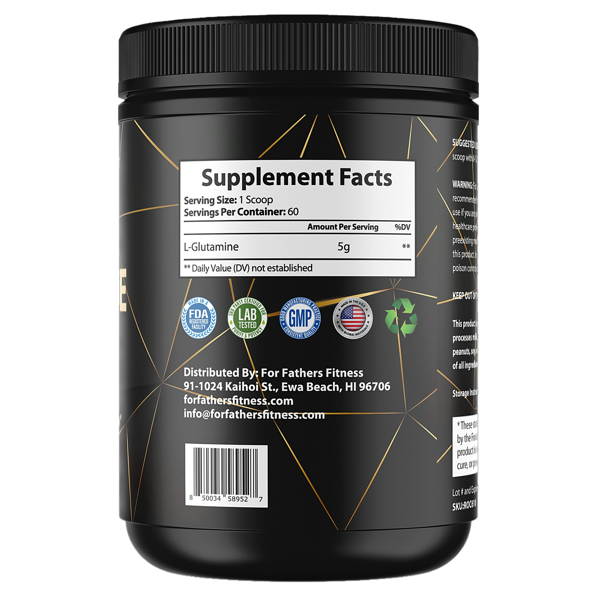 For Fathers Fitness glutamine label