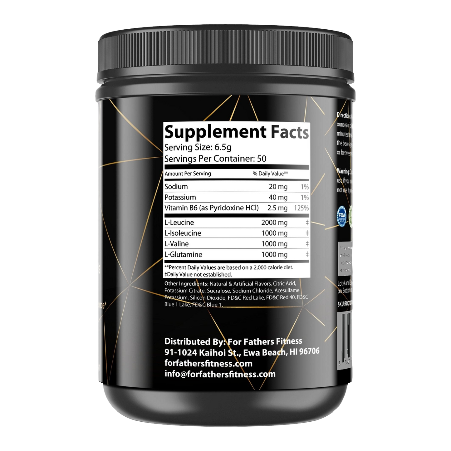For Fathers Fitness grape flavored bcaa label