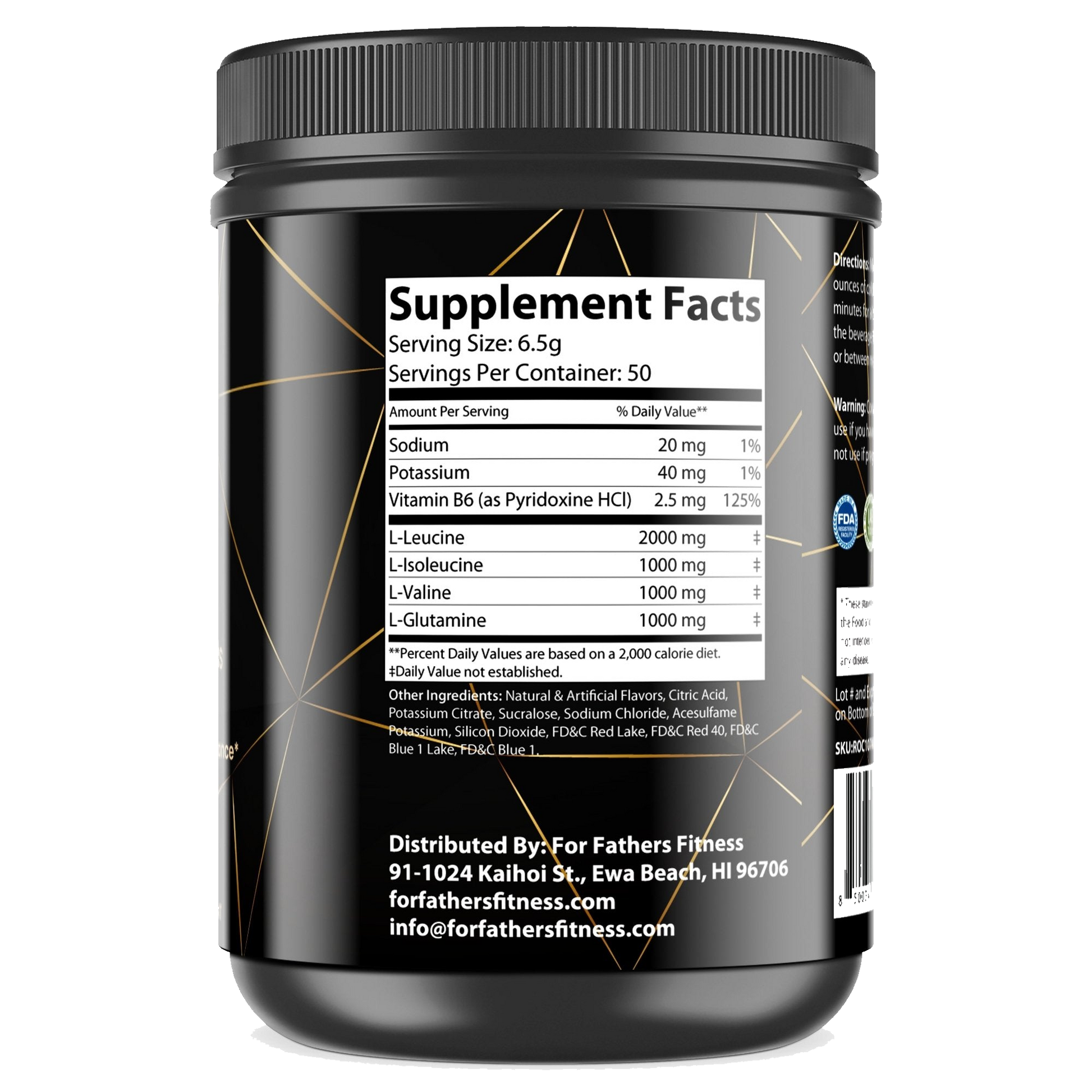 Grape BCAA recovery supplement - back label