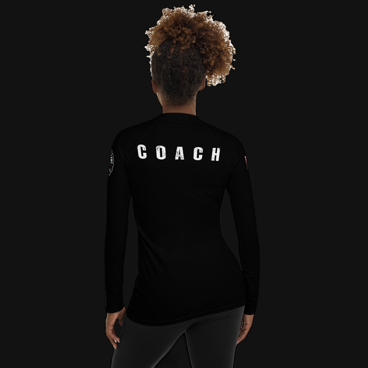 Women's long sleeve rash guard Coach shirt, back