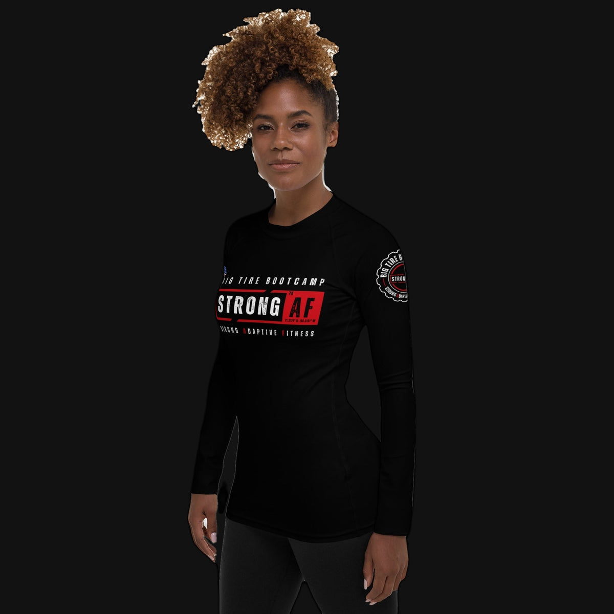 Women's long sleeve rash guard Coach shirt, left