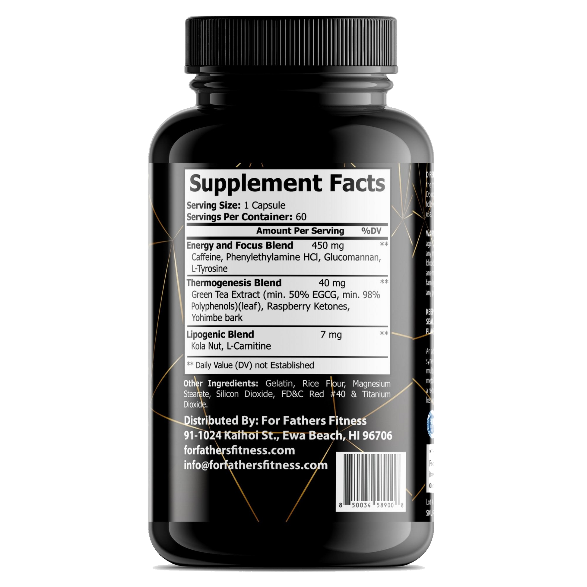Oxy Burn fat burning supplement - back label ingredients