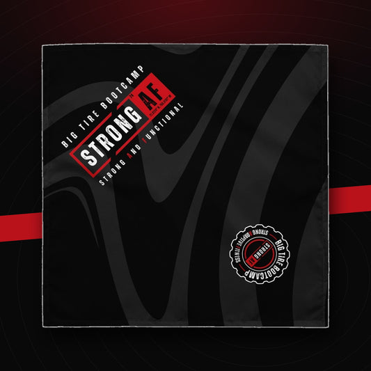 bg2|39114227646660|Big Tire Bootcamp Strong AF Bandana on dark