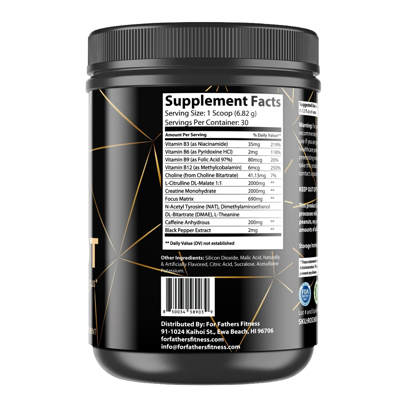 For Fathers Fitness pre workout fruit punch label