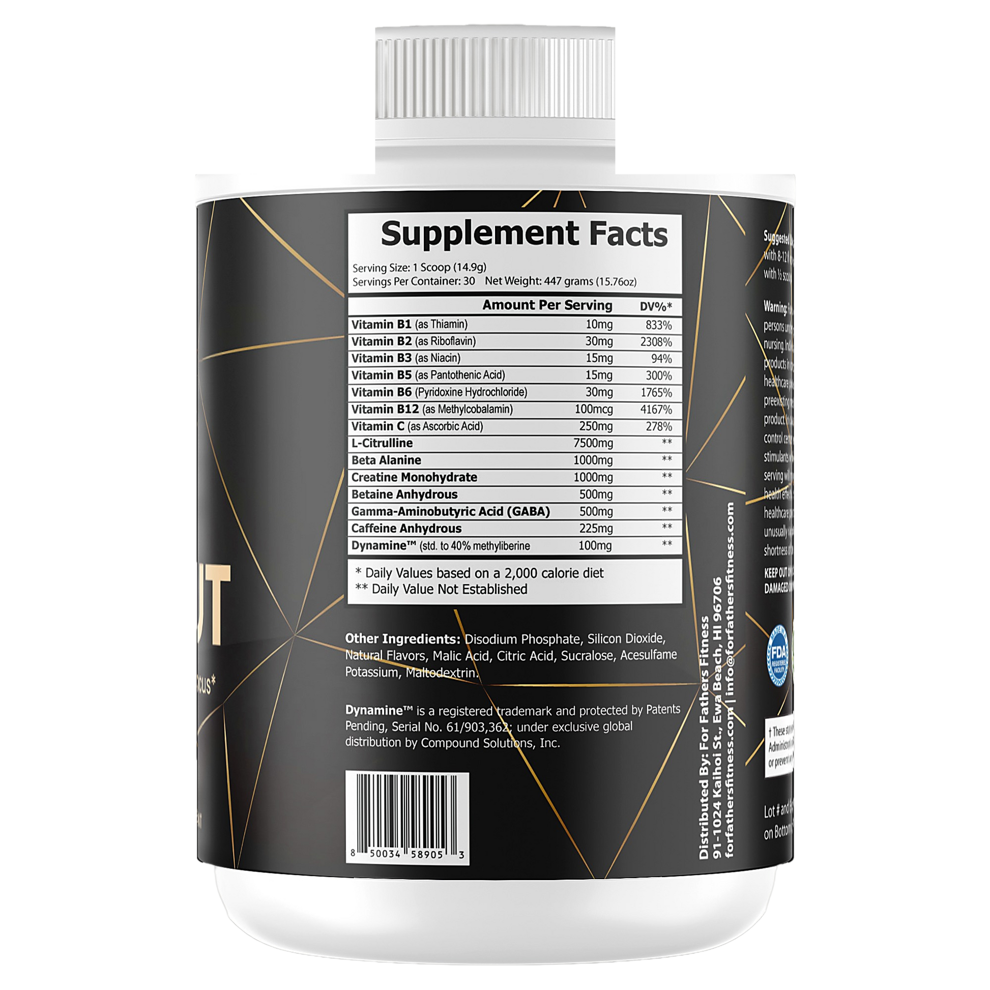 For Fathers Fitness pre workout tropical sunrise label