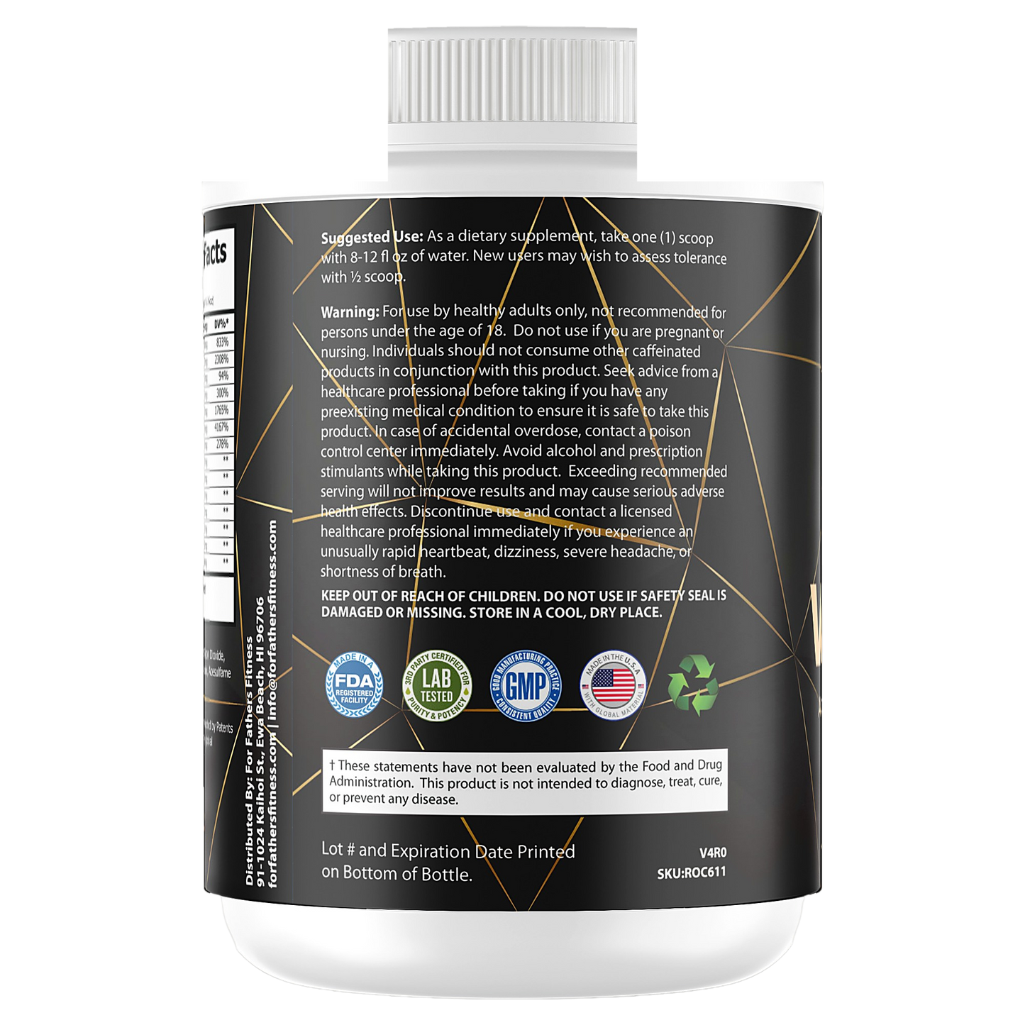 For Fathers Fitness pre workout tropical sunrise label