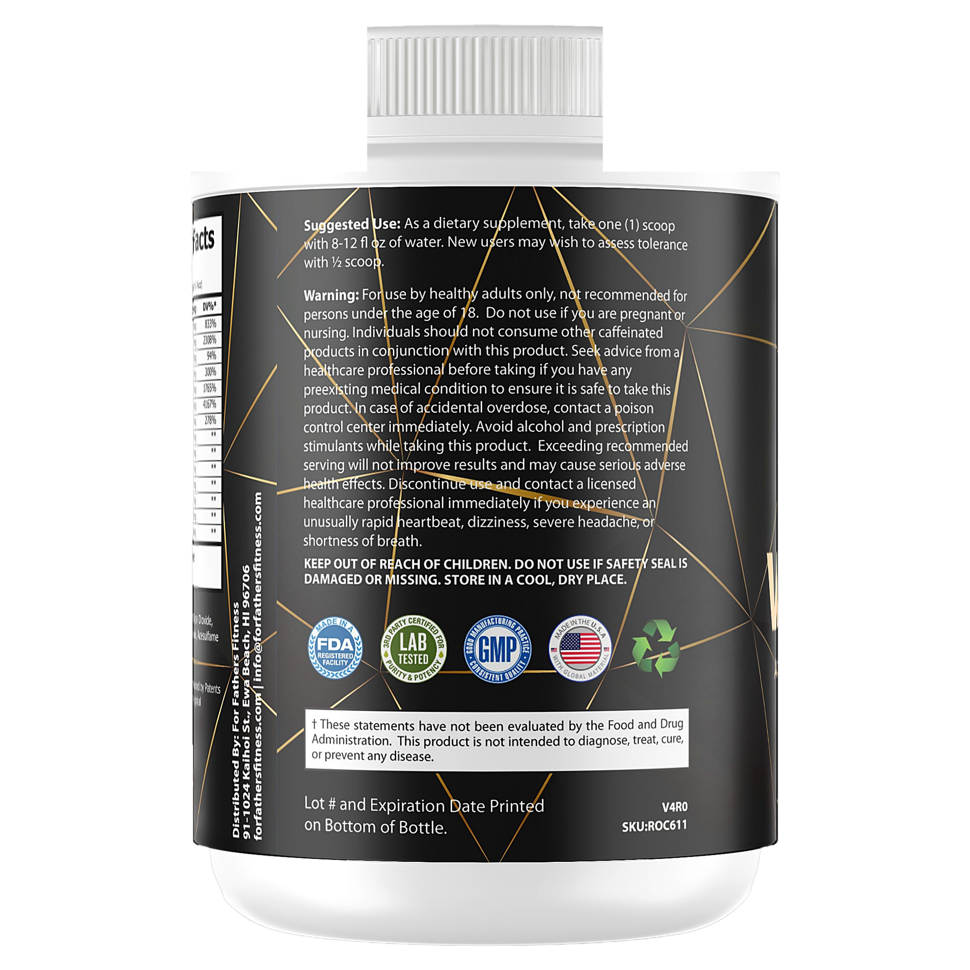 For Fathers Fitness pre workout tropical sunrise label