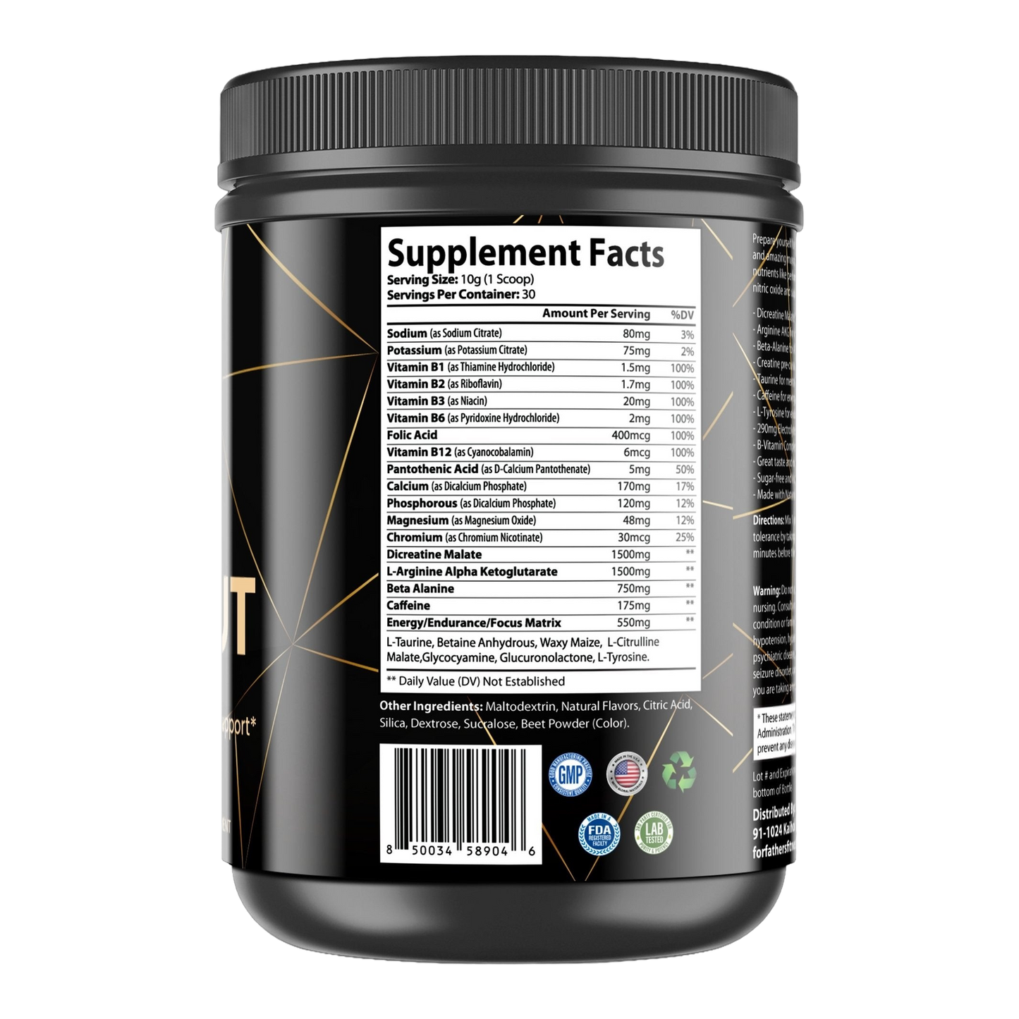 For Fathers Fitness pre workout watermelon label