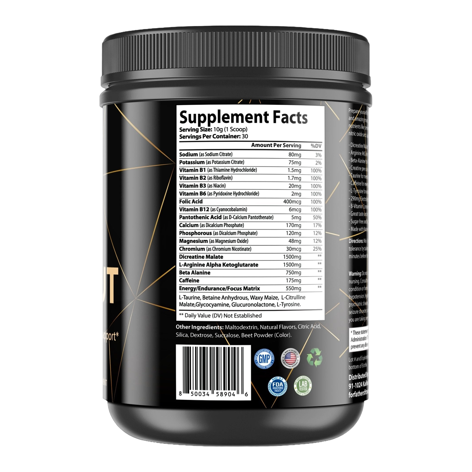 For Fathers Fitness pre workout watermelon label