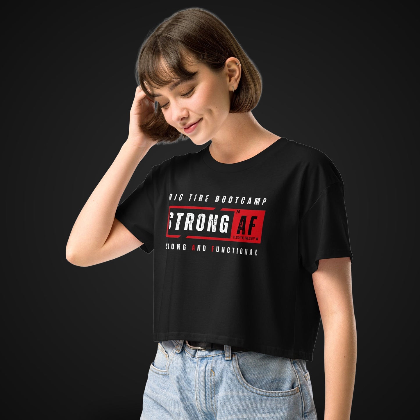 Womens STRONG AF Crop Top - Big Tire Bootcamp STRONG AF apparel