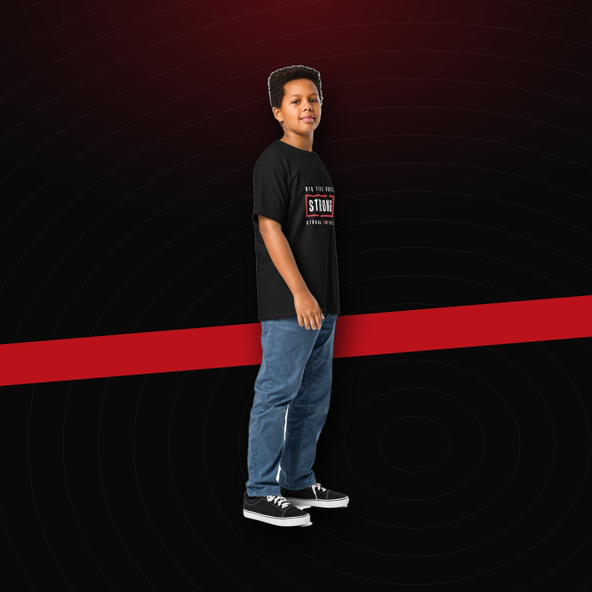 bg2|39114228891844|Big Tire Bootcamp Youth Classic Tee on dark