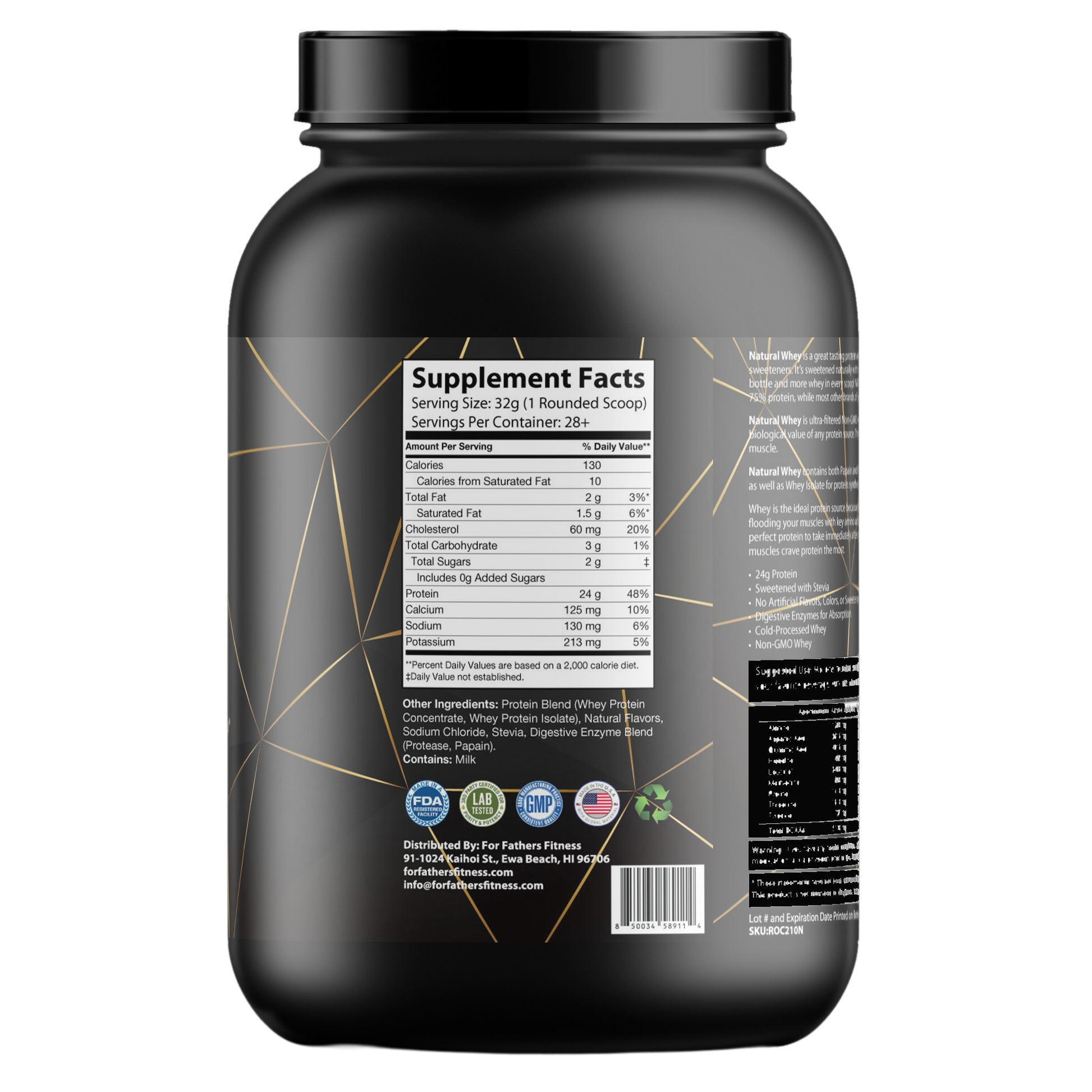 For Fathers Fitness whey natural salted caramel label