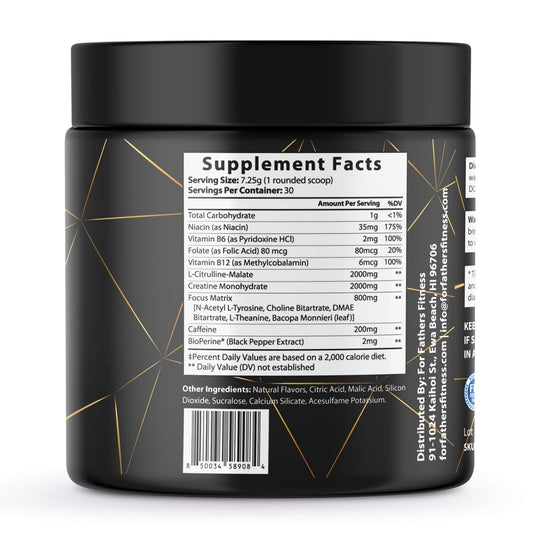 Pre-Workout Energy Drink Mix - Lemonade Flavor - For Fathers Fitness